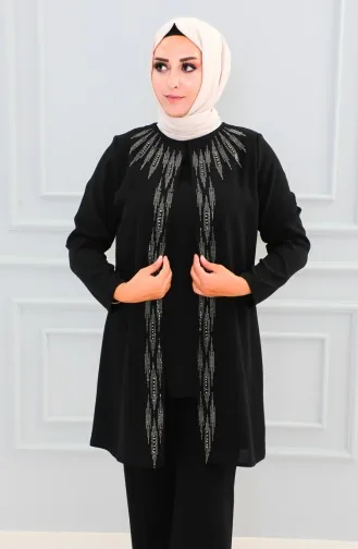 Tailleur Robe De Soirée Imprimé Pierre Grande Taille 6105-08 Noir 6105-08