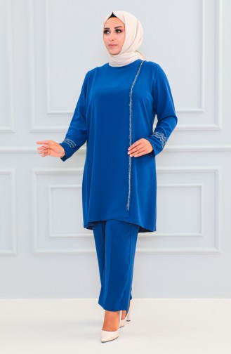 Tailleur Robe De Soirée Pierre Grande Taille 6130-02 Indigo 6130-02