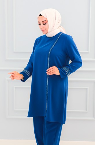 Tailleur Robe De Soirée Pierre Grande Taille 6130-02 Indigo 6130-02