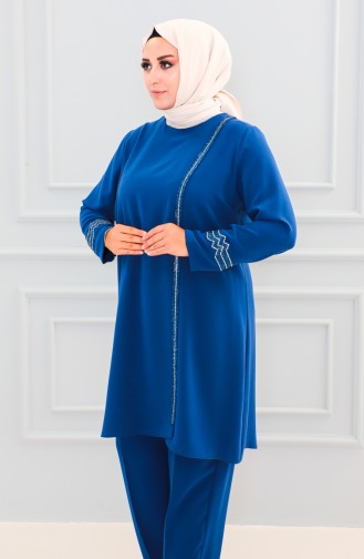 Tailleur Robe De Soirée Pierre Grande Taille 6130-02 Indigo 6130-02