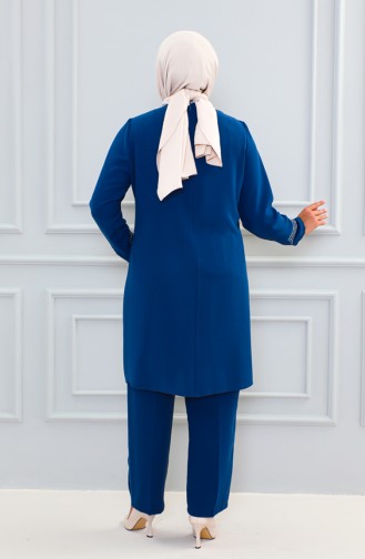 Tailleur Robe De Soirée Pierre Grande Taille 6130-02 Indigo 6130-02