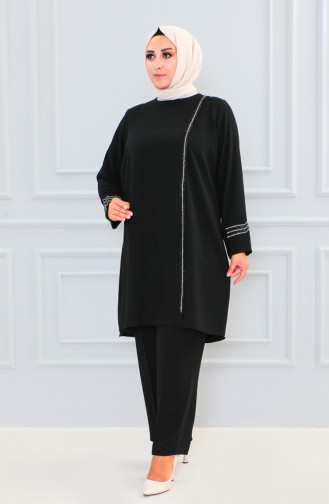 Tailleur Robe De Soirée Pierre Grande Taille 6130-05 Noir 6130-05