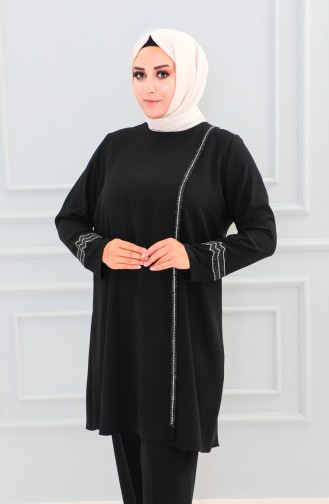 Tailleur Robe De Soirée Pierre Grande Taille 6130-05 Noir 6130-05