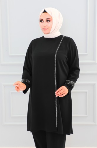 Tailleur Robe De Soirée Pierre Grande Taille 6130-05 Noir 6130-05