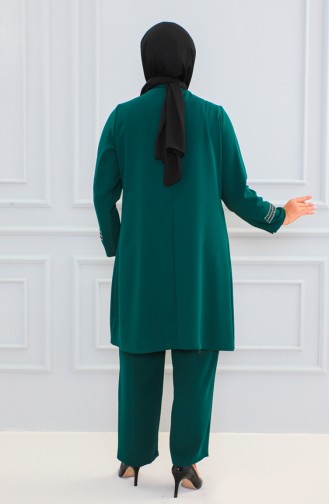 Tailleur Robe De Soirée Pierre Grande Taille 6130-06 Vert Emeraude 6130-06