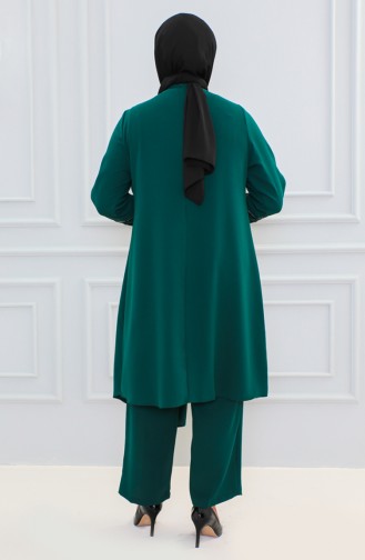 Ensemble Deux Pièces Tunique Pantalon Grande Taille 6131-02 Vert Emeraude 6131-02