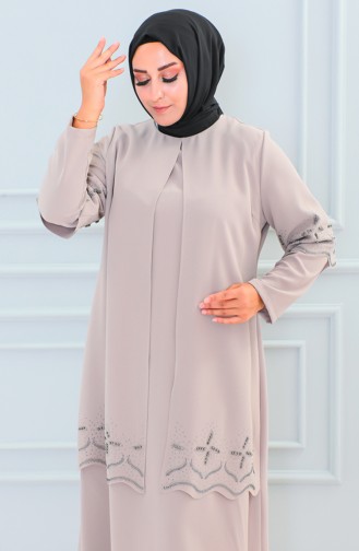 Übergröße Abendkleid im Anzuglook aus Stein 6102-08 Nerz 6102-08