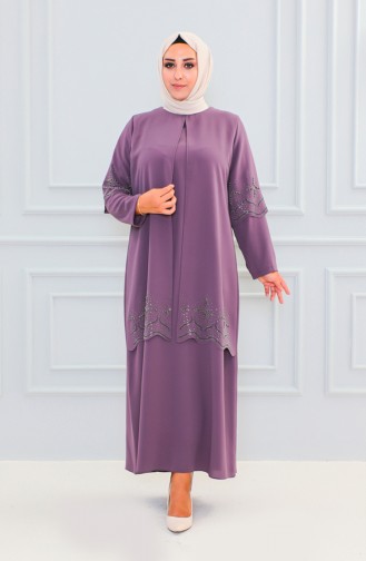 Robe De Soirée Pierre Taille Plus 6102-10 Lilas Foncé 6102-10