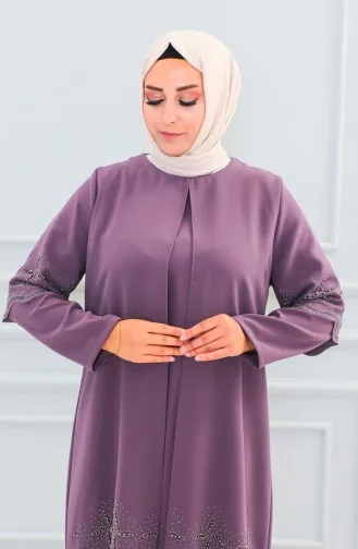 Robe De Soirée Pierre Taille Plus 6102-10 Lilas Foncé 6102-10