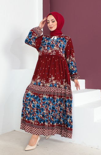Großes Gemustertes Viskosekleid 1907-03 Weinrot 1907-03