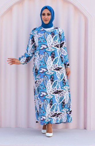 Robe Viscose à Motifs Grande Taille 2001-02 Bleu Pétrole 2001-02