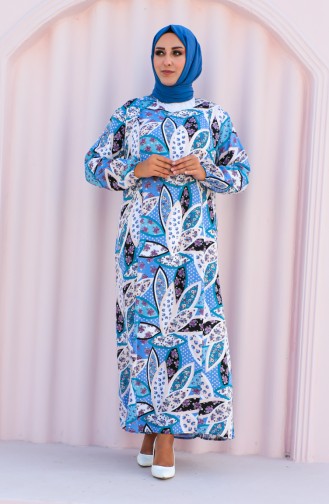 Robe Viscose à Motifs Grande Taille 2001-02 Bleu Pétrole 2001-02