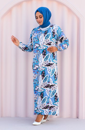 Robe Viscose à Motifs Grande Taille 2001-02 Bleu Pétrole 2001-02