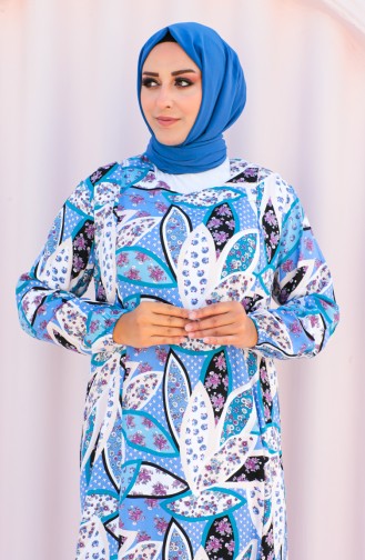 Robe Viscose à Motifs Grande Taille 2001-02 Bleu Pétrole 2001-02