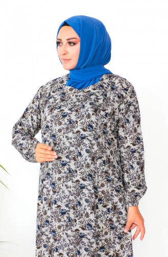 Robe Viscose à Motifs Grande Taille 2005-01 Bleu Marine 2005-01