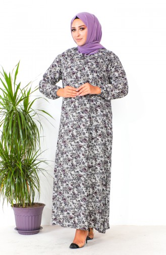 Plus Size Patterned Viscose Dress 2005-02 Dried Rose 2005-02