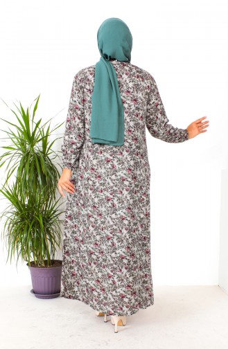 Large Size Patterned Viscose Dress 2005-03 Khaki 2005-03