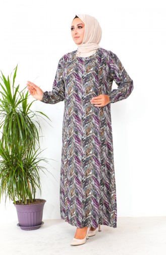 Robe Viscose à Motifs Grande Taille 2009-02 Gris Prune 2009-02