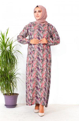 Plus Size Patterned Viscose Dress 2009-03 Dusty Rose 2009-03