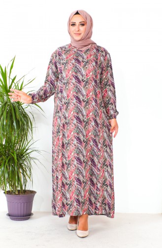 Plus Size Patterned Viscose Dress 2009-03 Dusty Rose 2009-03