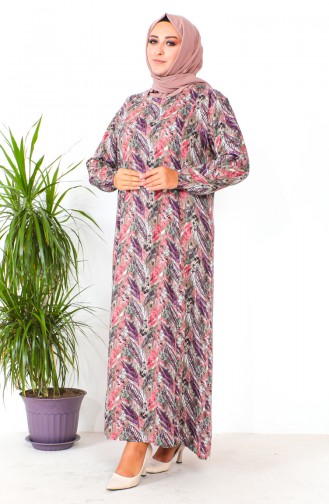 Plus Size Patterned Viscose Dress 2009-03 Dusty Rose 2009-03