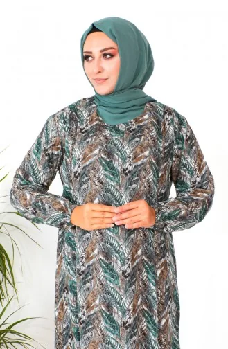 Plus Size Patterned Viscose Dress 2009-04 Emerald Green 2009-04