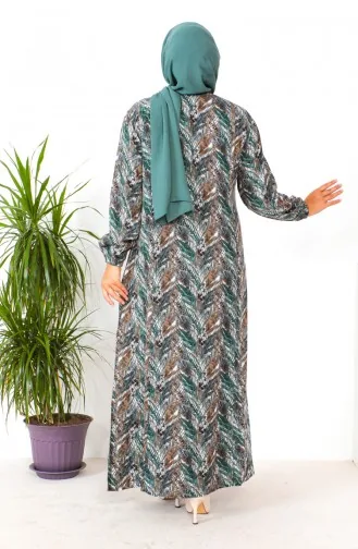 Plus Size Patterned Viscose Dress 2009-04 Emerald Green 2009-04