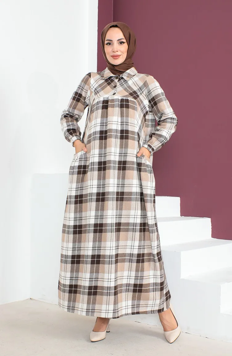 Checked Dress 23K8741-01 Brown 23K8741-01