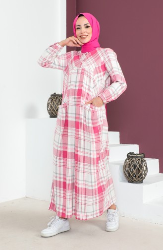 Plaid Pattern wool Dress 23k8746-01 Fuchsia 23K8746-01