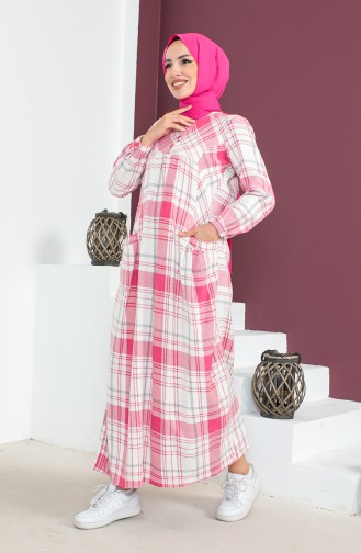 Plaid Pattern wool Dress 23k8746-01 Fuchsia 23K8746-01