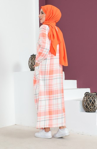 Plaid Pattern wool Dress 23k8746-02 Salmon 23K8746-02