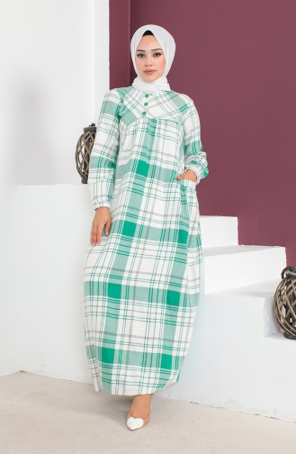 Plaid Pattern wool Dress 23k8746-03 Green 23K8746-03