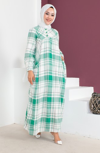 Plaid Pattern wool Dress 23k8746-03 Green 23K8746-03