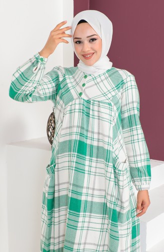 Plaid Pattern wool Dress 23k8746-03 Green 23K8746-03