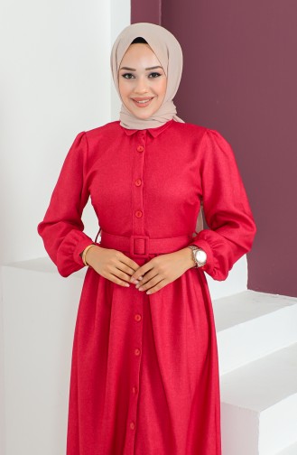 Belted Button Dress 23K8796-01 Pomegranate Flower 23K8796-01
