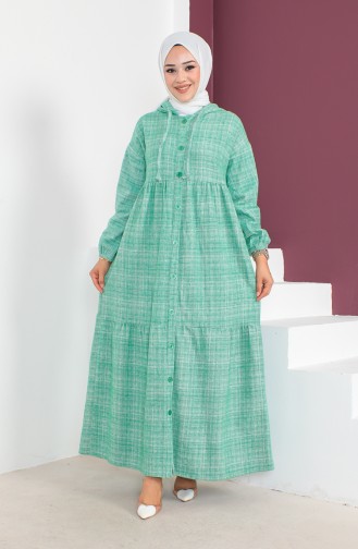 Kleid mit Kapuze aus Wolle 23K8804-02 Grün 23K8804-02