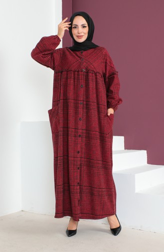 فستان من الصوف مع قبعة 23K8804-05 لون خمري 23K8804-05