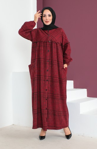 Robe A Capuche En Laine 23K8804-05 Rouge Claret 23K8804-05