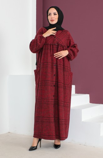 Robe A Capuche En Laine 23K8804-05 Rouge Claret 23K8804-05