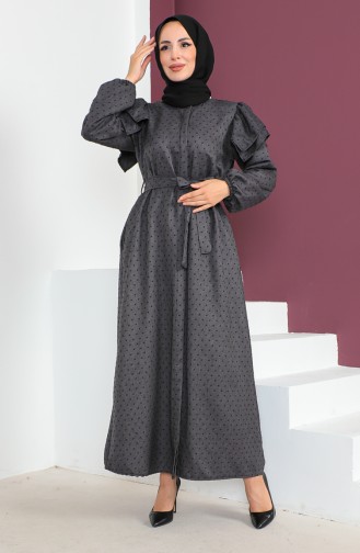 Jacquard Hidden Button Dress 23K8812-02 Gray 23K8812-02