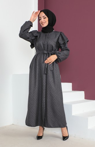 Jacquard-Kleid Mit Versteckten Knöpfen 23K8812-02 Grau 23K8812-02