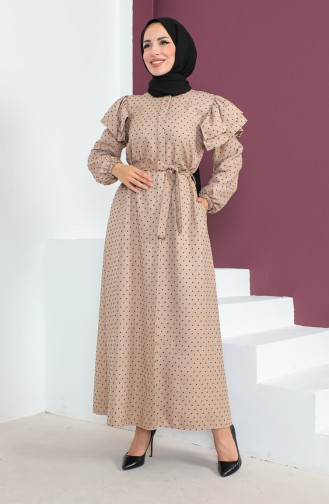 Robe Jacquard Boutons Cachés 23K8812-03 Vison 23K8812-03