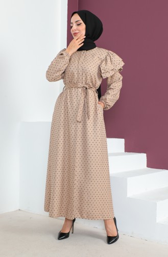 Robe Jacquard Boutons Cachés 23K8812-03 Vison 23K8812-03