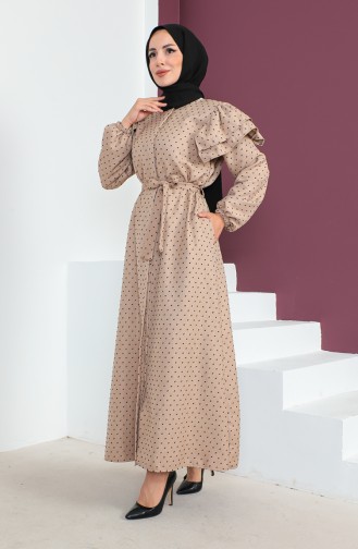 Robe Jacquard Boutons Cachés 23K8812-03 Vison 23K8812-03