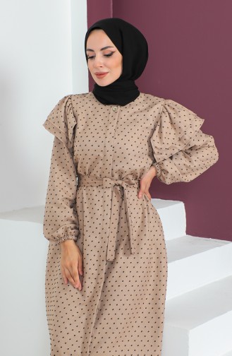 Robe Jacquard Boutons Cachés 23K8812-03 Vison 23K8812-03