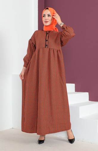 Houndstooth Pattern Piping Dress 23K8818-02 Orange 23K8818-02