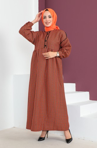 Houndstooth Pattern Piping Dress 23K8818-02 Orange 23K8818-02