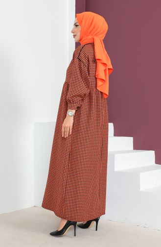 Houndstooth Pattern Piping Dress 23K8818-02 Orange 23K8818-02
