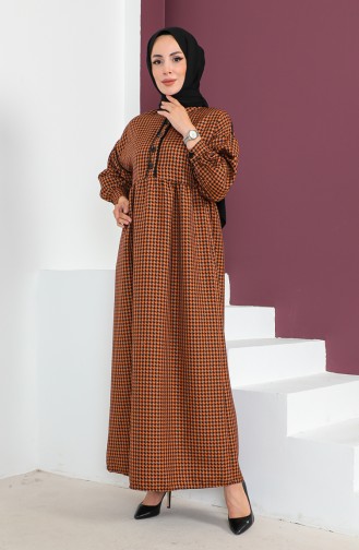 Robe à Motifs Pied De Poule 23K8818-03 Tan 23K8818-03