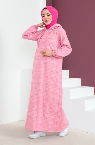 فستان من الصوف بتصميم موصول بقبعة 23K8820-01 لون وردي 23K8820-01